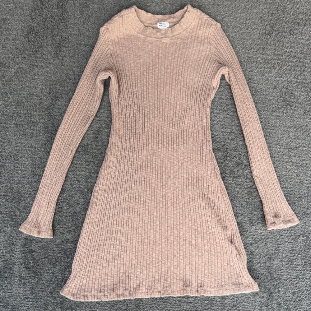 Billabong Womens Mauve Ribbed Knit Long Sleeve Mini Dress ABJKD00241 Small